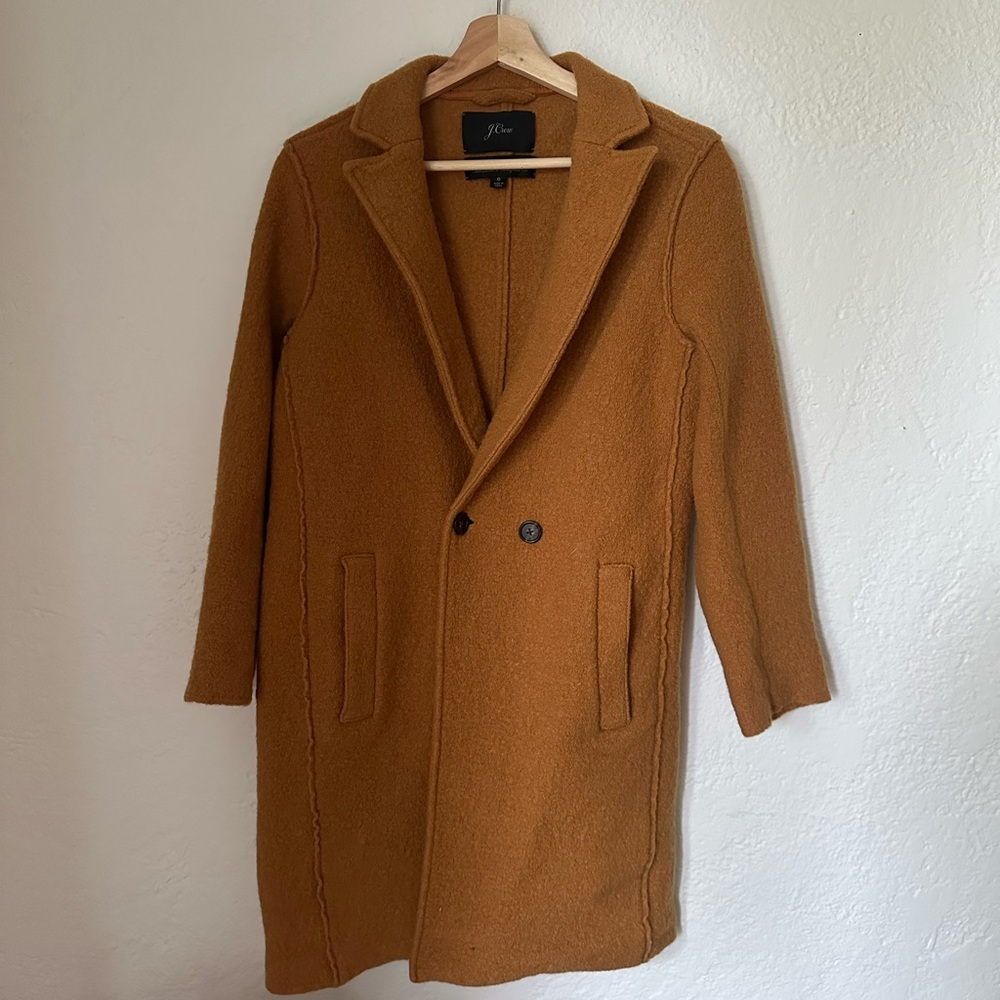 J Crew Mustard-Colored Boiled Wool Italian Daphne Topcoat